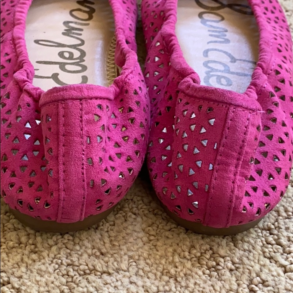 Sam Edelman Girls Perforated Pink Suede Flats - Picture 7 of 8